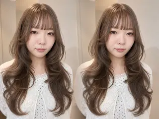 ロング レイヤー/顔まわりカ ット/ハッシュカットのヘアスタイル