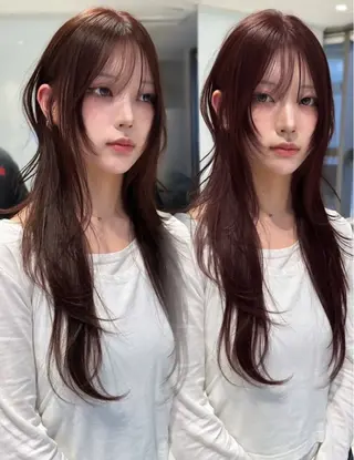 ロング カラー ヘアアレンジ 🫧🇰🇷韓国ヘア レイヤー🐺Yutaのヘアスタイル