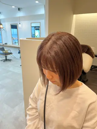 ミディアム カラー ヘアアレンジ 暖色ボブ 🍊rikakoのヘアスタイル