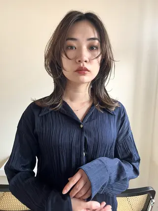 ミディアム カラー nishi fuyumiのヘアスタイル