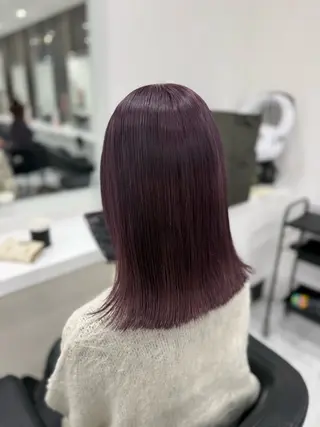 ロング カラー ラベンダー💜 グレージュ🩶のヘアスタイル