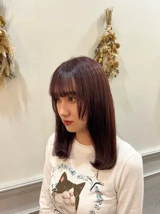 ミディアム カラー ワタナベ モカ🦢ダブルカラーのヘアスタイル