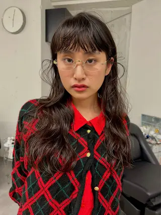 ロング パーマ SITY.レイヤー ボブ/透明感カラーのヘアスタイル