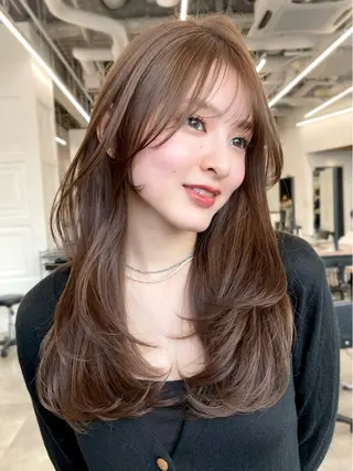セミロング カラー ヘアアレンジ 【柔らか透明感✨/ 似合せ前髪】大石葉月のヘアスタイル