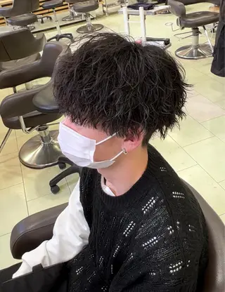 パーマ メンズ 波巻き/シャドウ/ レイヤー/ボブ航太のヘアスタイル