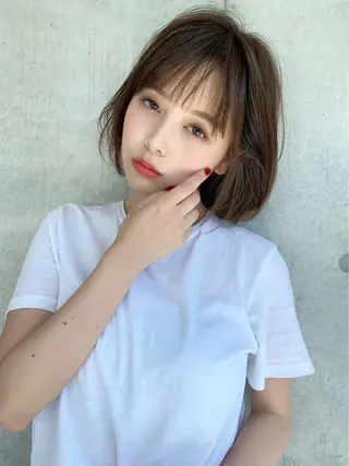 ミディアム カラー パーマ ヘアアレンジ 韓国/トレンド レイヤー【101】のヘアスタイル