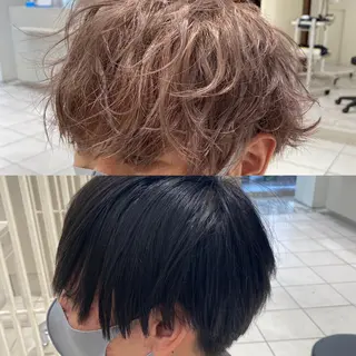 カラー 韓国ヘア レイヤーカットのヘアスタイル