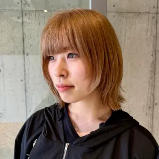 ミディアム カラー ヘアアレンジ 艶ボブ×透明感カラー 特化・リクト💥のヘアスタイル