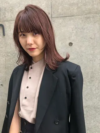 ミディアム カラー wカラー 指名No1かけるのヘアスタイル