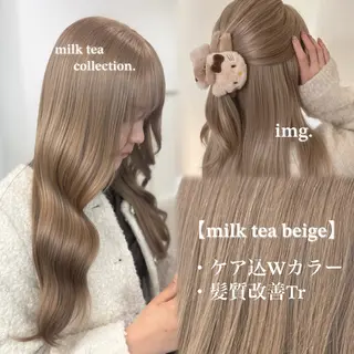 ロング カラー NAMI🤎ブラウン &ミルクティー🤍のヘアスタイル