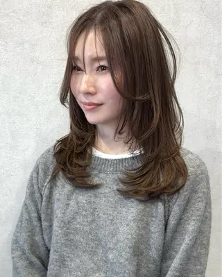 ミディアム カラー ヘアアレンジ アンドウ ユウ/ レイヤーカット/韓国のヘアスタイル