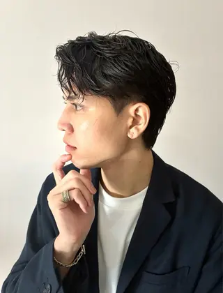 ショート パーマ メンズ 鮫島 連のヘアスタイル