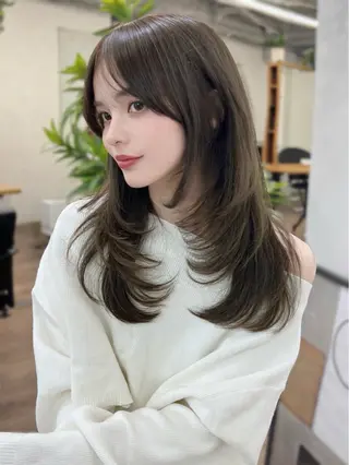 セミロング カラー 渋谷レイヤーカット❌ 縮毛矯正専門/武田涼のヘアスタイル