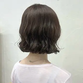 ミディアム カラー パーマ akane/オリーブ /ボブパーマのヘアスタイル