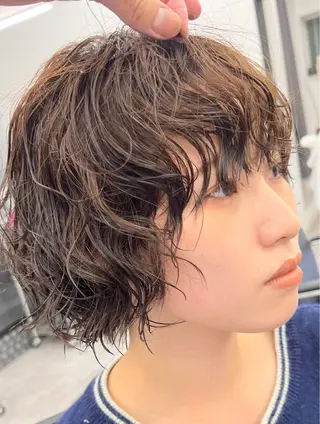 ミディアム パーマ 星 翔輝のヘアスタイル