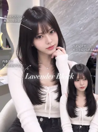 セミロング カラー ヘアアレンジ 🖤kana韓国ヘア 艶髪カラー特化🖤のヘアスタイル