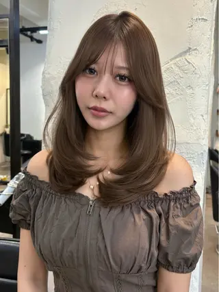 ロング カラー 赤み・黄み消しカラー 🤍韓国ヘア アオイのヘアスタイル