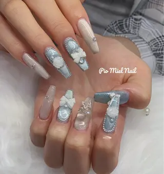 セミロング HANA 長さだしのネイルデザイン