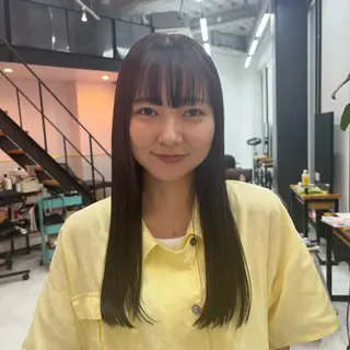セミロング カラー ボブ/レイヤー/ ハッシュカット/河内のヘアスタイル