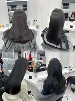 ロング カラー ダブルカラー/🐻 ベージュ‎/ピンクのヘアスタイル