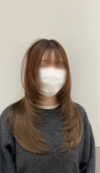 セミロング カラー ヘアアレンジ 新宿/レイヤー特化 韓国ヘア/海外ヘアのヘアスタイル