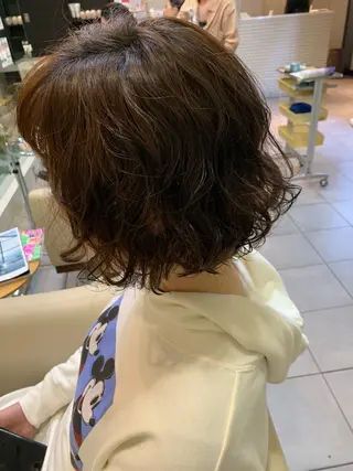 ミディアム カラー パーマ 金村 綾芽のヘアスタイル