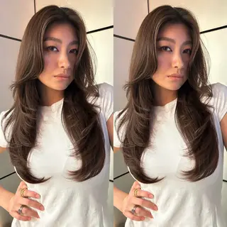 ロング カラー 🍒ハイレイヤー🍒 海外ヘア🍒Momoのヘアスタイル