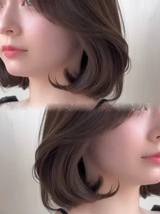 ミディアム カラー ヘアアレンジ 骨格別小顔カット/ 顔周りカット/金井のヘアスタイル
