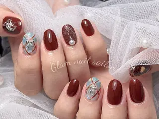 ネイル エツメ💅 長さ出し🎀デザインのネイルデザイン