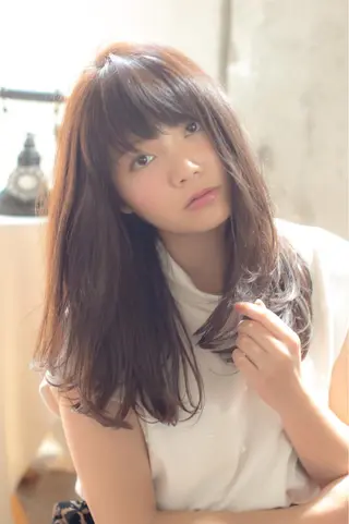 セミロング カラー 酸性縮毛矯正 店長浅野太郎のヘアスタイル