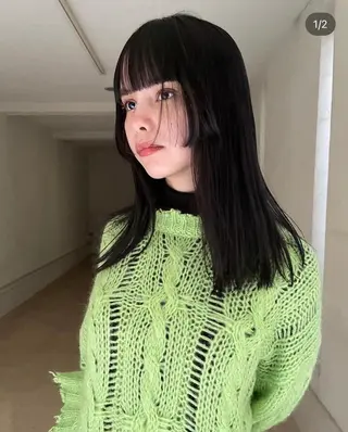 ミディアム カラー パーマ CEINE OURのヘアスタイル