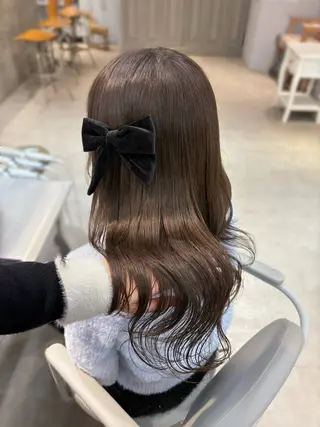 セミロング カラー 無料カットモデル💞 ピンク💞みどりのヘアスタイル