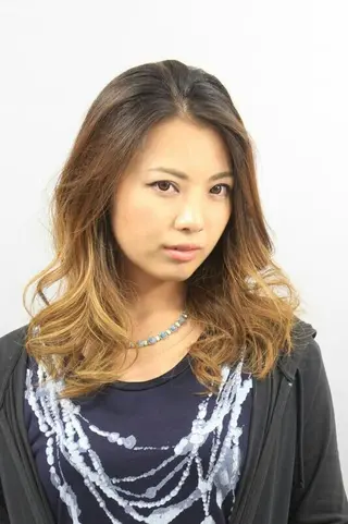 ミディアム セミロング カラー パーマ ★竹本 千春★のヘアスタイル