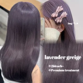 セミロング カラー ヘアアレンジ 🤍淡色ピンク&ラベ ンダーYUKI🤍のヘアスタイル