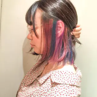 ミディアム ブリーチ/ウルフ特化 渋谷カルチャー交差点のヘアスタイル