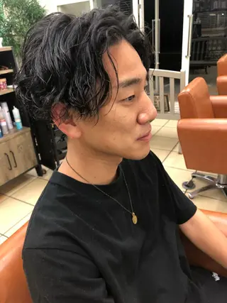 ミディアム パーマ メンズ 森安 華楠のヘアスタイル