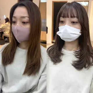 ロング カラー パーマ ヘアアレンジ メンズ キッズ ネイル マツエク・マツパ アイブロウ 似合せレイヤー/ 柔らか透明感カラーのヘアスタイル