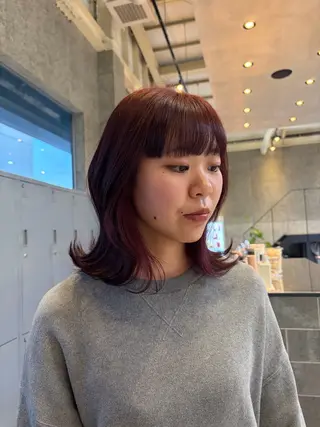 ミディアム カラー 透けるカラー 🫧かふうのヘアスタイル