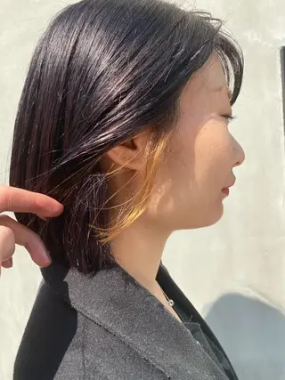 ミディアム カラー ショート& パーマ　坂本のヘアスタイル