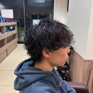 ミディアム パーマ メンズ 🐠寒色系×パーマ 櫻井　麿偉🐏のヘアスタイル
