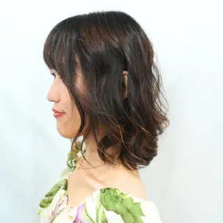 ミディアム カラー パーマ Endearing 銀座/レイヤーカットのヘアスタイル
