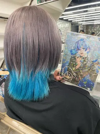 ミディアム カラー インナーカラー 推し ブリーチ  髪質改善のヘアスタイル