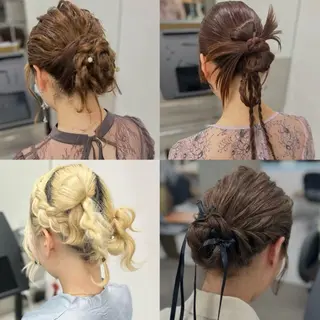 ミディアム ヘアアレンジ Acchon/心斎橋 💚ダブルカラーのヘアスタイル