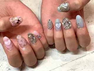 ネイル 韓国/ワンホン/長さ 出しつけ放題🎀のネイルデザイン