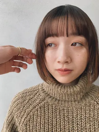 ミディアム カラー パーマ ボブパーマコテ巻き風 パーマNo1深江秀平のヘアスタイル