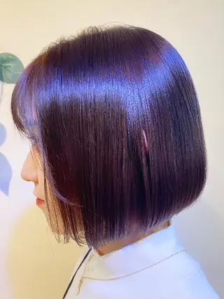 ミディアム カラー 女性目線でつくる ボブ縮毛矯正のヘアスタイル