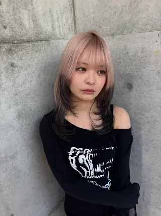 ミディアム カラー レイヤーダブルカラー KYONのヘアスタイル