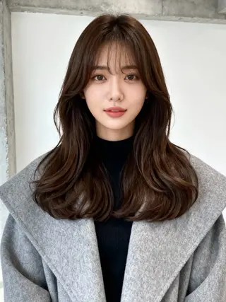 セミロング カラー 韓国レイヤーカット 🫧大阪梅田レイヤーのヘアスタイル