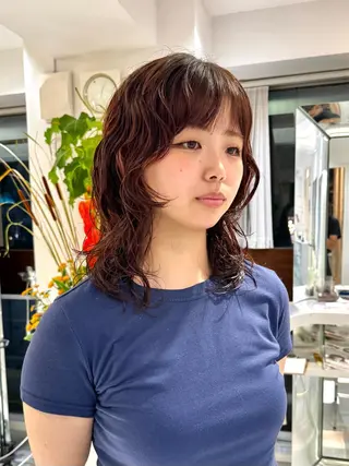 ミディアム パーマ デジタルパーマ 🌀ボブ 萩原 龍のヘアスタイル