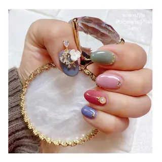 ミディアム ネイル 🐾enen style 🐾のネイルデザイン